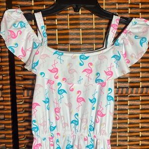 Extremely Me Girls Flamingo Print Cold Shoulder Dress Size 10/12